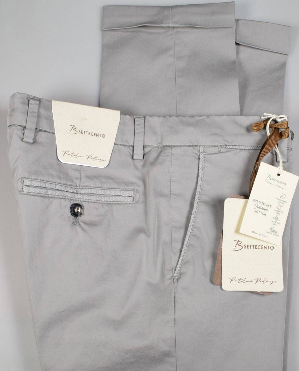 B Settecento Pantalone grigio chiaro b700 in cotone raso stretch slim fit Affare Del Giorno