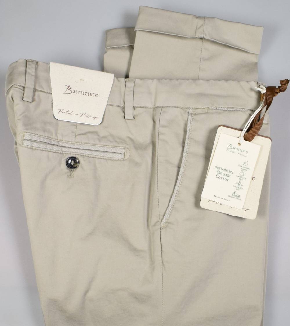 B Settecento Pantalone beige b700 in cotone raso stretch slim fit Convenienza