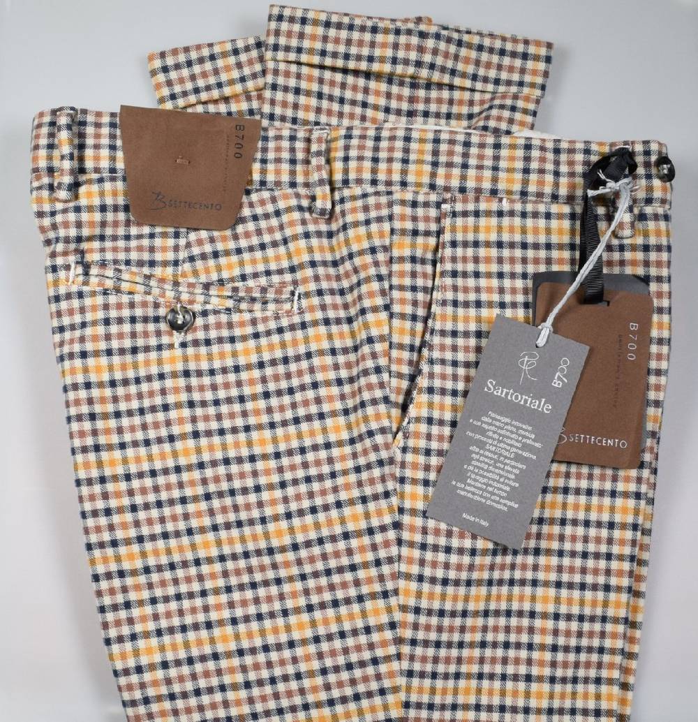 B Settecento Pantalone a quadretti bsettecento cotone stretch slim fit
