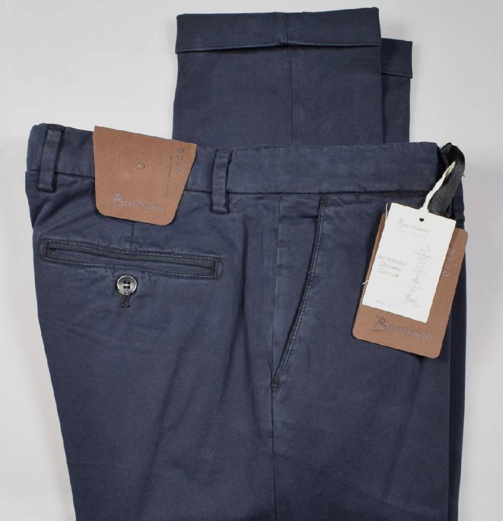 B Settecento Pantalone blu bsettecento in cotone raso stretch slim fit Economico