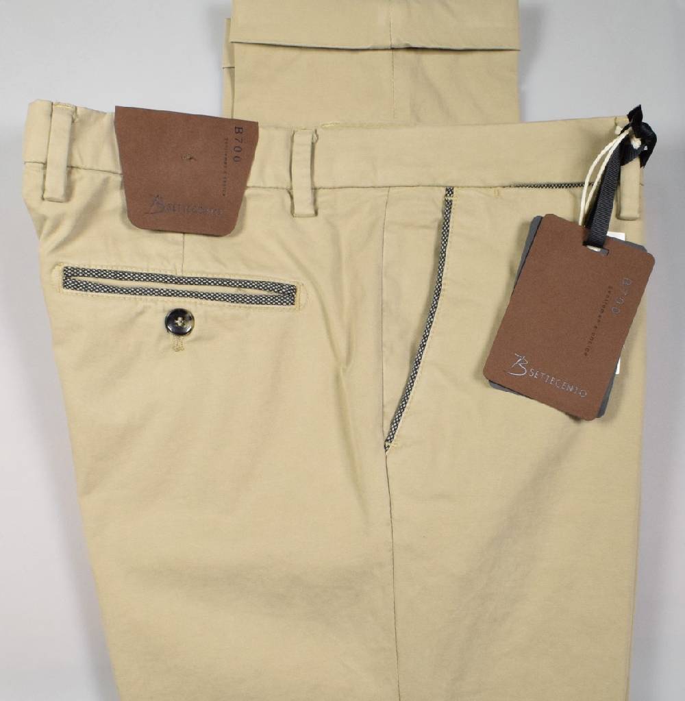 B Settecento Pantalone beige bsettecento in cotone raso stretch slim fit Online