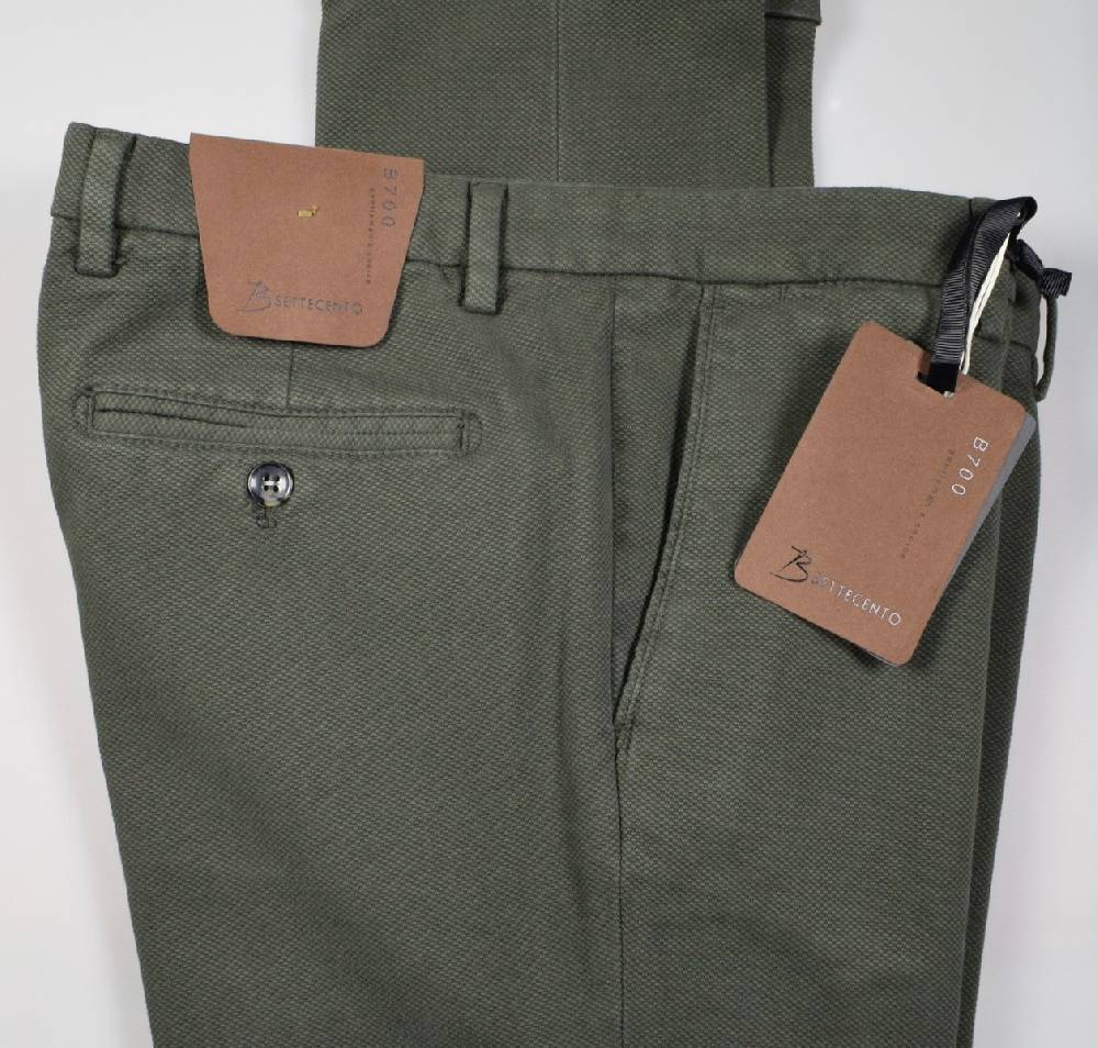 B Settecento Pantalone verde bsettecento in cotone stretch armaturato slim fit Outlet
