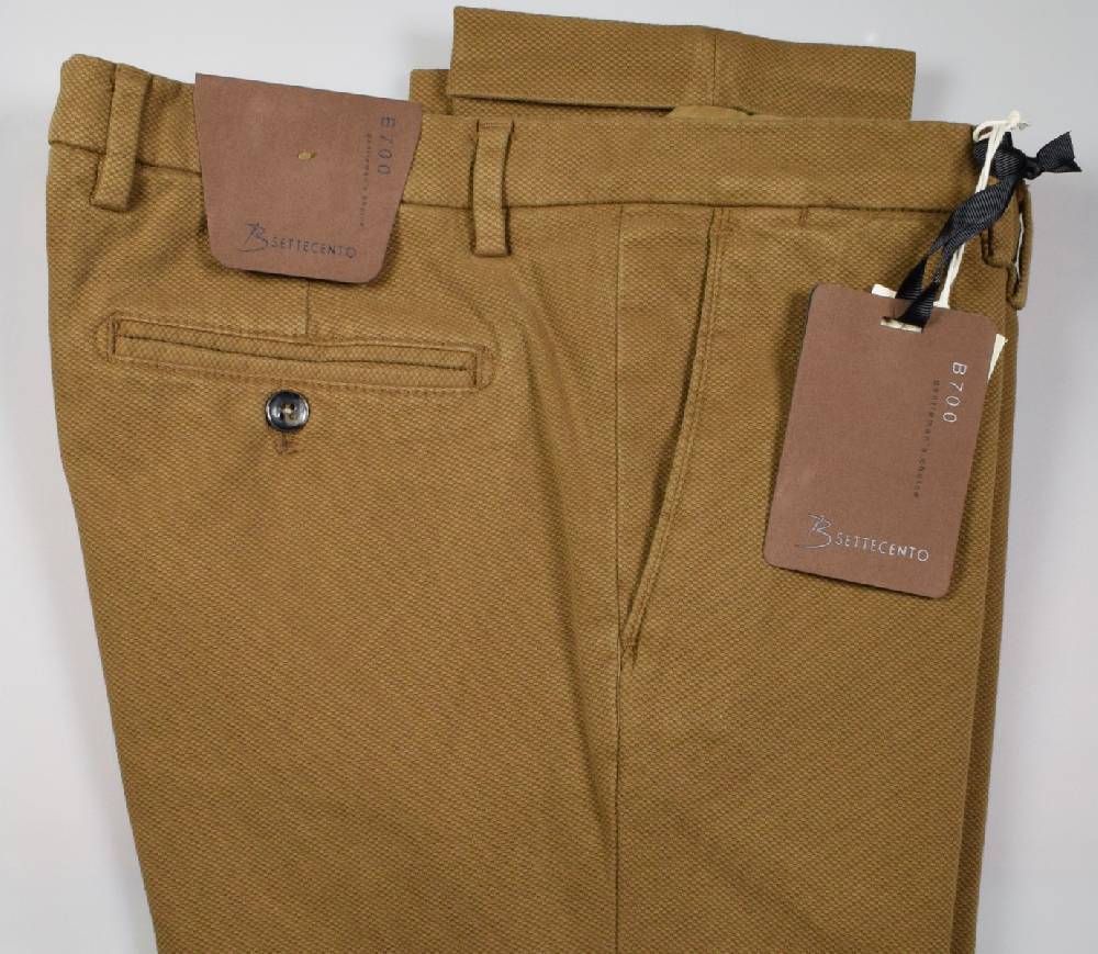 B Settecento Pantalone tabacco bsettecento in cotone stretch armaturato slim fit In Vendita