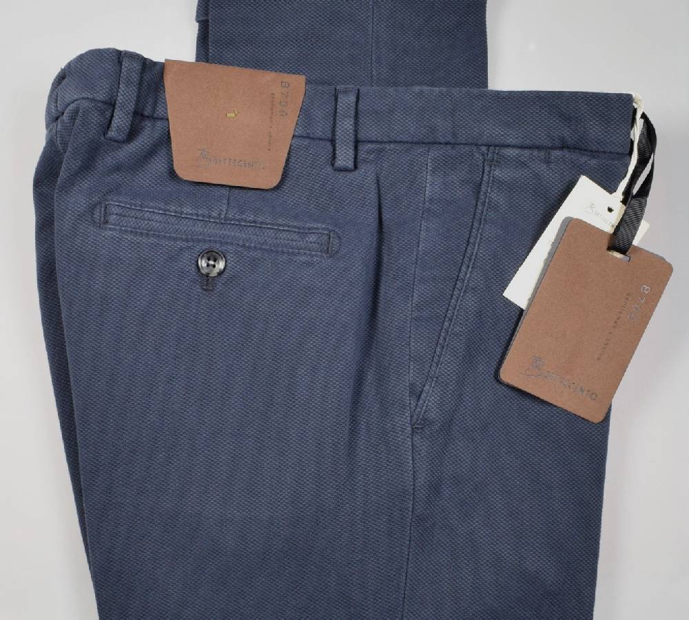 B Settecento Pantalone blu bsettecento in cotone stretch armaturato slim fit Saldi