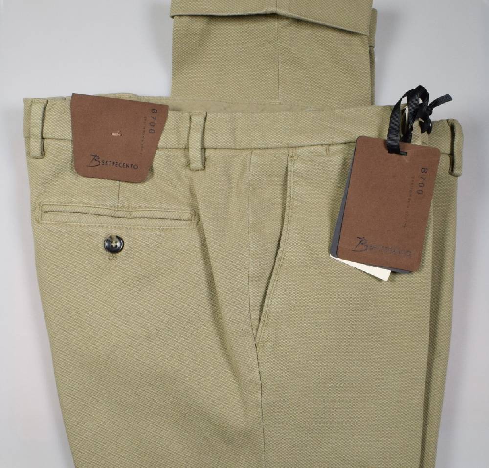 B Settecento Pantalone beige bsettecento in cotone stretch armaturato slim fit Negozio online di fabbrica
