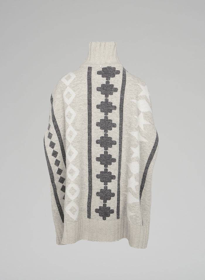 Lorena Antoniazzi PONCHO JACQUARD IN LANA E ALPACA In Saldo