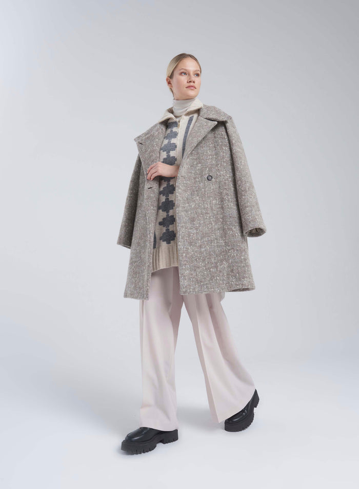Lorena Antoniazzi PONCHO JACQUARD IN LANA E ALPACA In Saldo