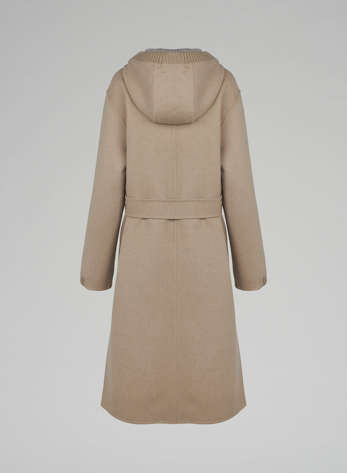 Lorena Antoniazzi CAPPOTTO IN LANA E ANGORA CON CAPPUCCIO Offerta