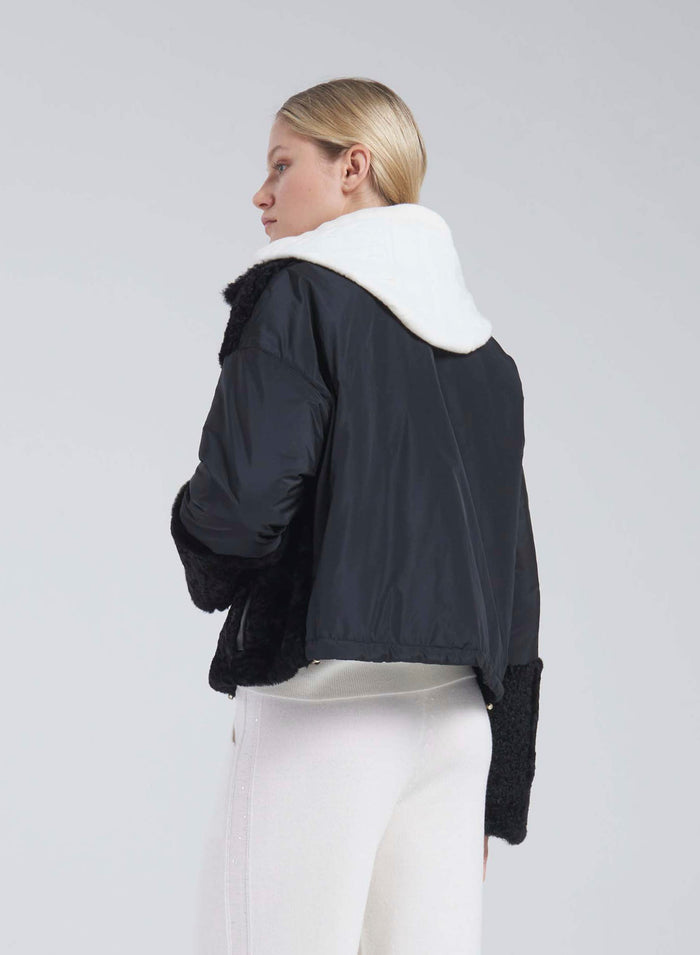 Lorena Antoniazzi GIACCA IN NYLON E MONTONE Hotsell
