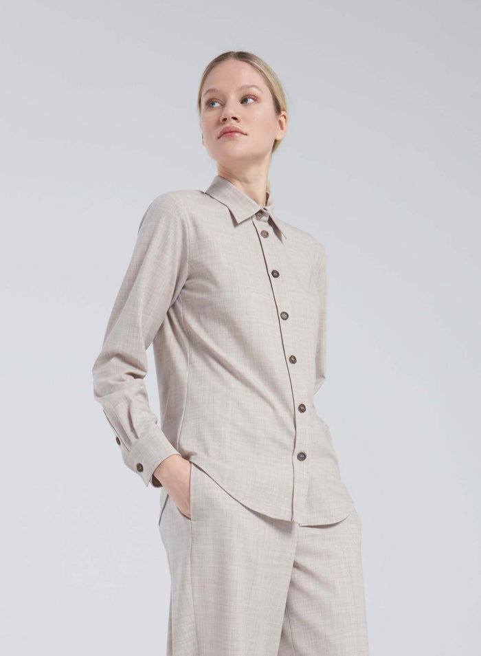 Lorena Antoniazzi CAMICIA IN LANA STRETCH Saldi Di Fabbrica