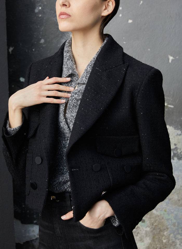 Lorena Antoniazzi GIACCA CROP IN LANA Spedizione Gratuita