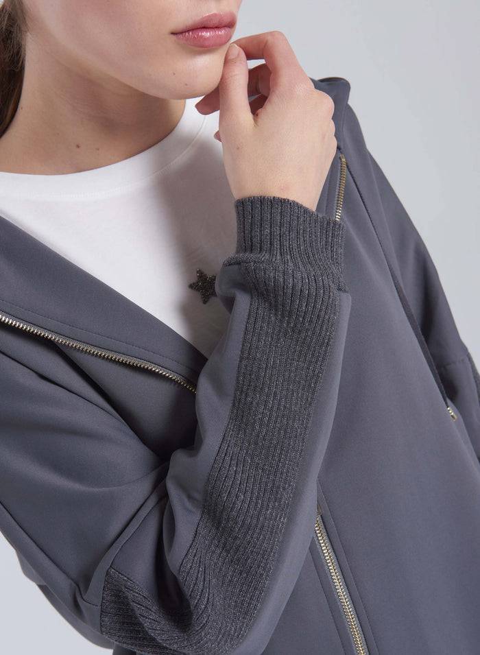 Lorena Antoniazzi FELPA CON CAPPUCCIO IN COTONE Prezzo Ridotto