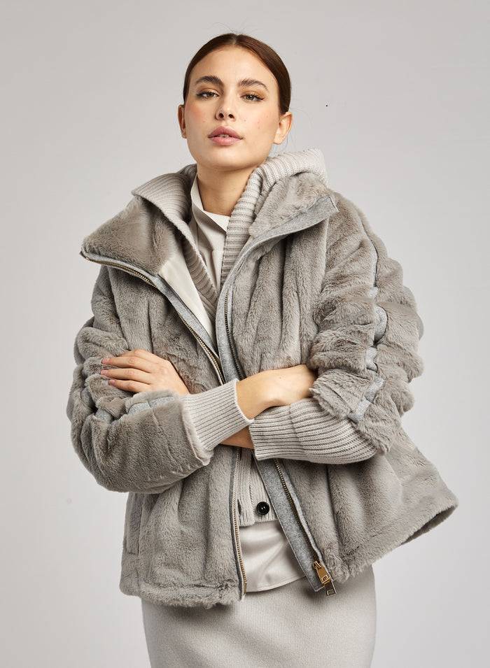 Lorena Antoniazzi CAPPOTTO IN ECOPELLICCIA Vendita Calda