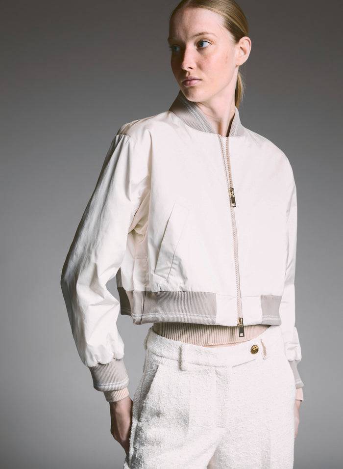 Lorena Antoniazzi BOMBER CROPPED IN NYLON Grande vendita