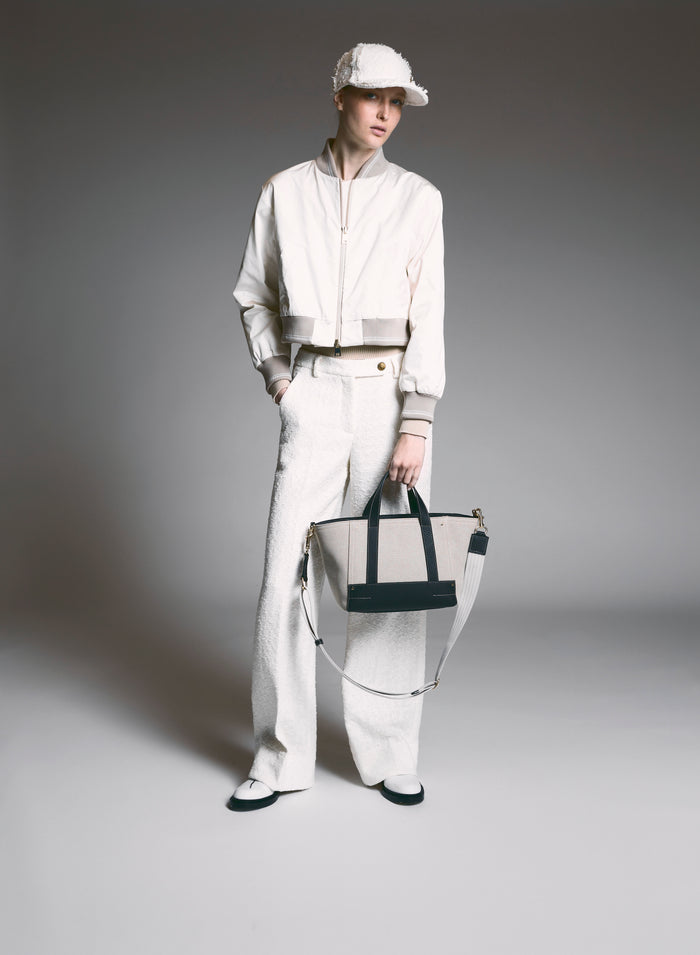 Lorena Antoniazzi BOMBER CROPPED IN NYLON Grande vendita