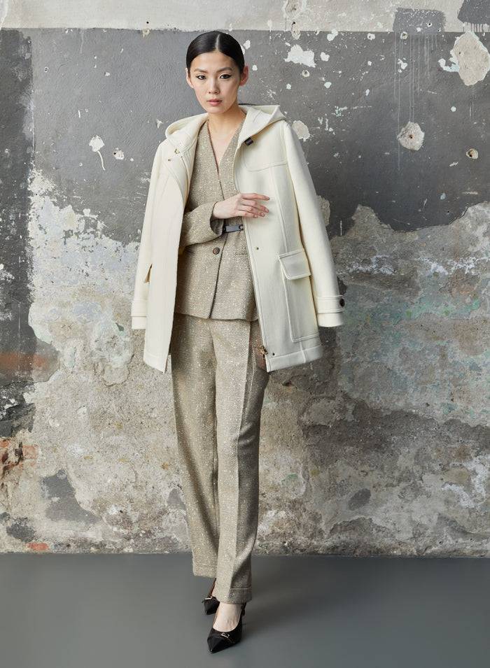 Lorena Antoniazzi CAPPOTTO IN LANA E CASHMERE CON CAPPUCCIO Promozione temporanea