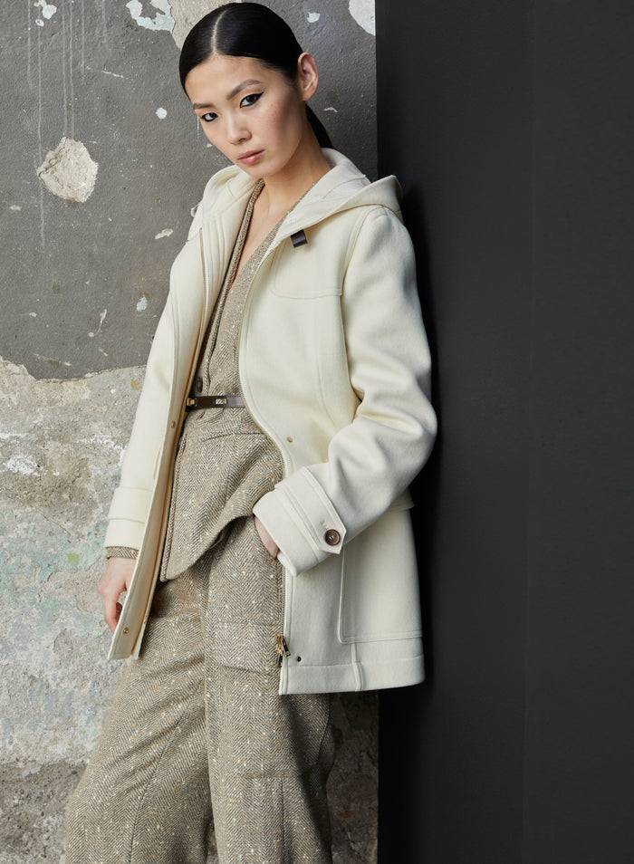 Lorena Antoniazzi CAPPOTTO IN LANA E CASHMERE CON CAPPUCCIO Promozione temporanea