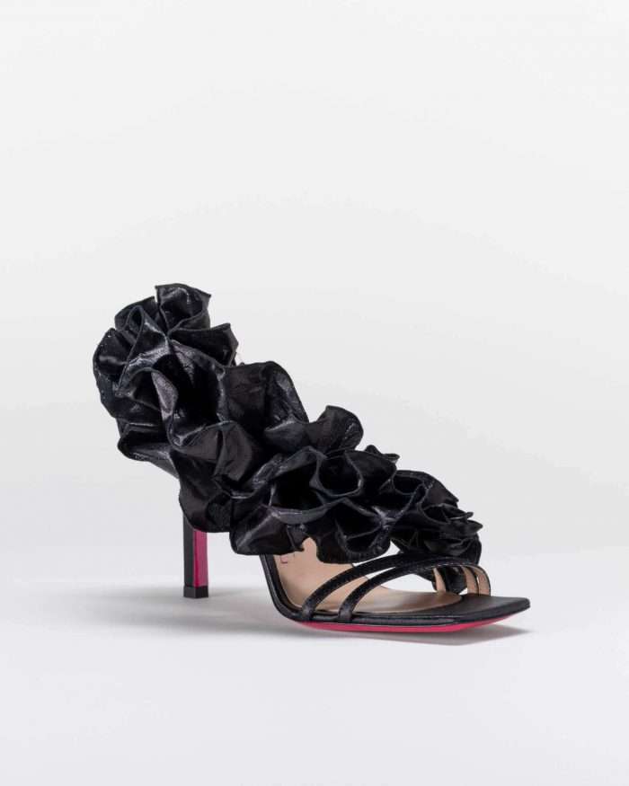 LUCIANO PADOVAN ROUCHE LINE SANDALO EMILY TESSUTO LUREX NERO