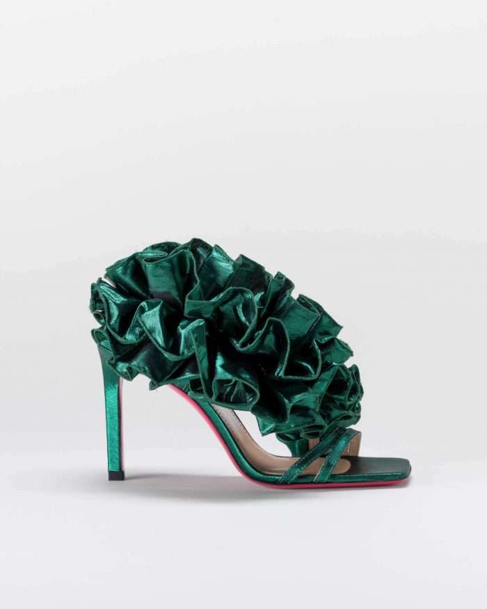 LUCIANO PADOVAN SANDALO EMILY TESSUTO LUREX VERDE Consegna Veloce