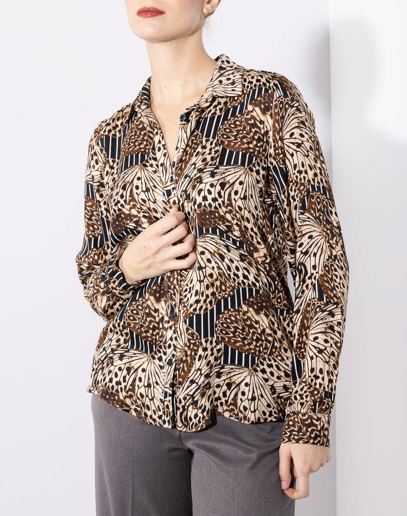 Risskio Kujaku - Camicia in viscosa stampata Soddisfazione Garantita