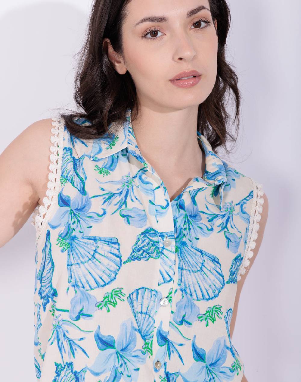 Risskio Andrea - Camicia in viscosa con stampa conchiglie Hotsell