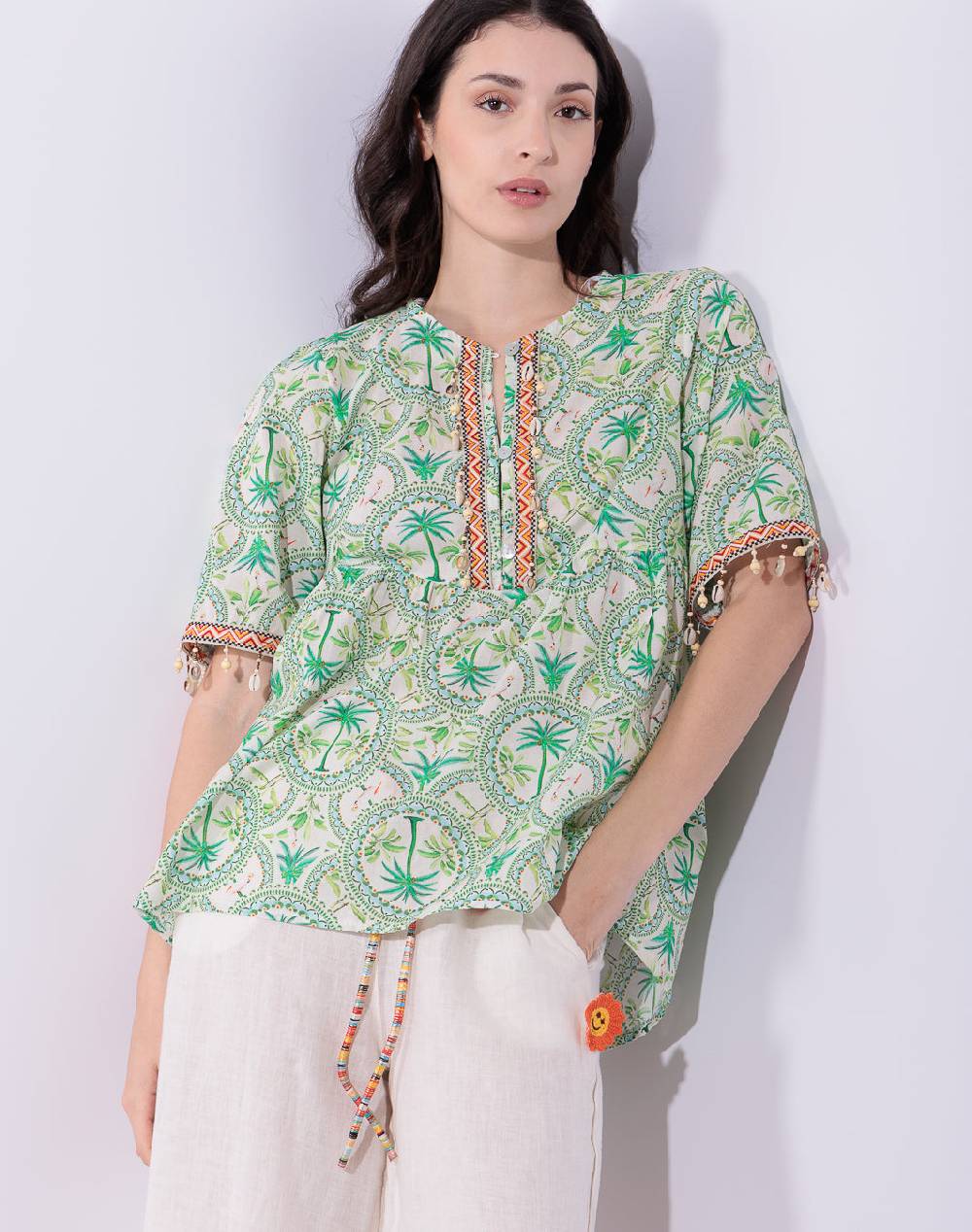 Risskio David - Blusa in mussola stampata Nuova