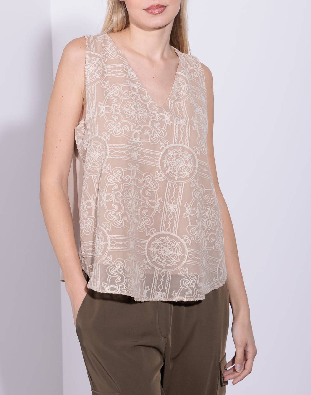 Risskio Garime - Top in georgette ricamata Promozione Limitata