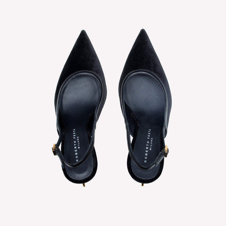 Roberto Festa SLINGBACK IN VELLUTO CON TACCO SCULTURA LOGO SANDY Vendita