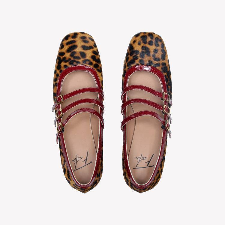 Roberto Festa DECOLLETE’ MARY JANE IN PELLE DI VITELLO CON STAMPA LEOPARDATA E CINTURINI MATY Negozi Online