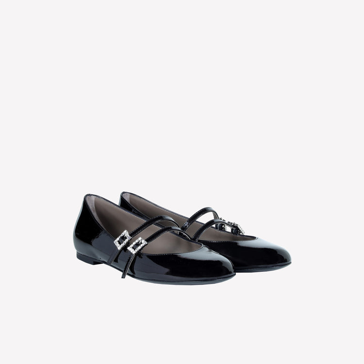 Roberto Festa BALLERINA IN VERNICE CON DOPPIO CINTURINO E FIBBIE STRASS DITS Promozione Limitata