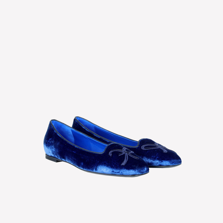 Roberto Festa BALLERINA IN VELLUTO BLU CHINA CON RICAMO RF FELIX Shopping Online
