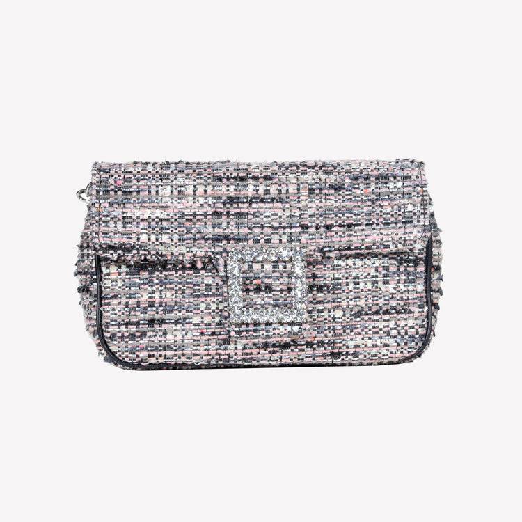 Roberto Festa BORSA A SPALLA IN TESSUTO MULTICOLOR CON ACCESSORIO FIBBIA QUADRA CON CRISTALLI LUNETTE Presa