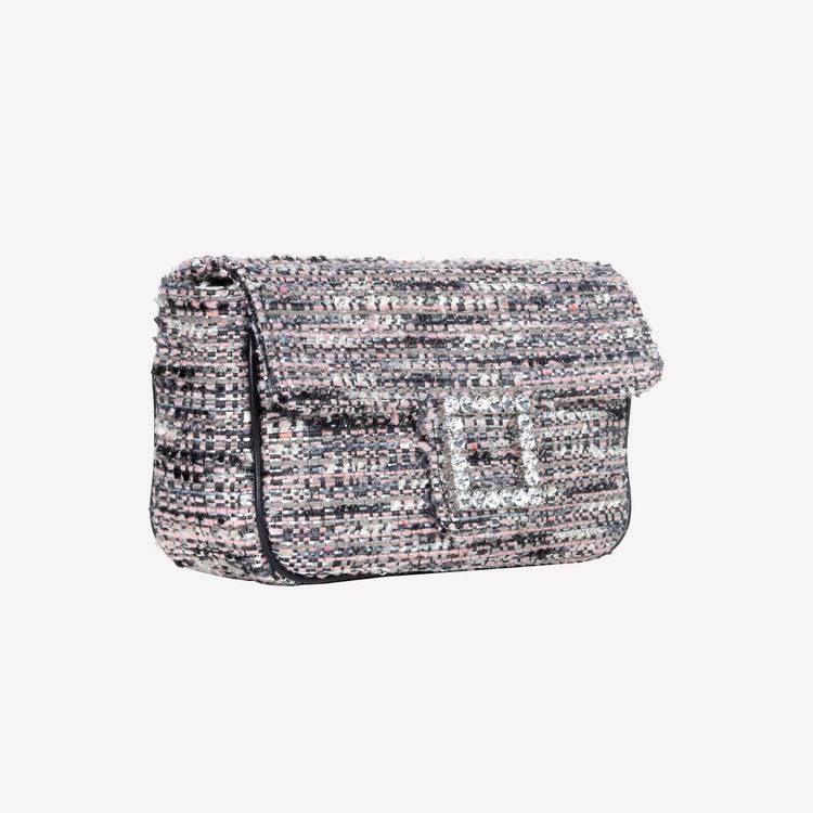 Roberto Festa BORSA A SPALLA IN TESSUTO MULTICOLOR CON ACCESSORIO FIBBIA QUADRA CON CRISTALLI LUNETTE Presa