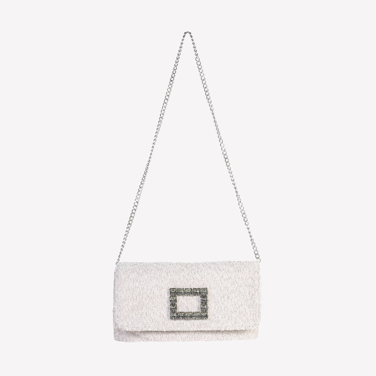 Roberto Festa BORSA IN BOUCLE CALCE CON ACCESSORIO STRASS CAPRI LUX