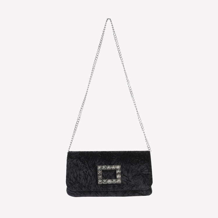 Roberto Festa BORSA IN VELLUTO NERO CON ACCESSORIO STRASS CAPRI LUX
