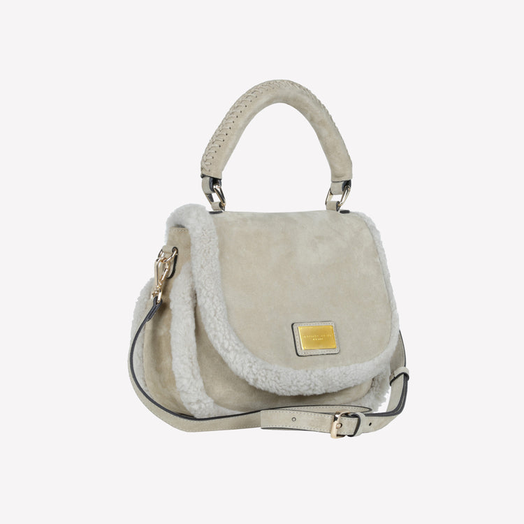 Roberto Festa BORSA CON MANICO IN CAMOSCIO COLOR LIGHT TAUPE CON RIPORTI IN MONTONE TAUPE VIBE Offerte