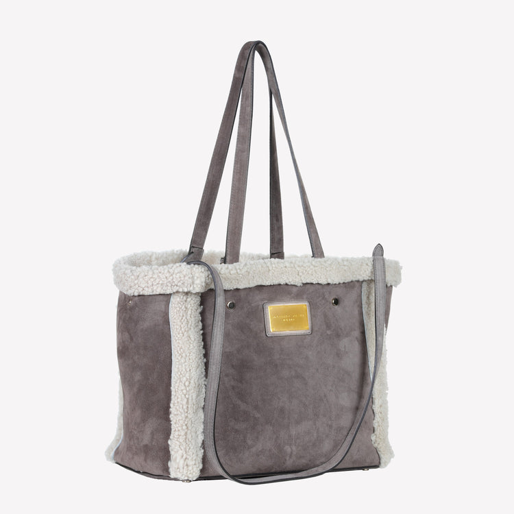 Roberto Festa BORSA SHOPPING IN CAMOSCIO LIGHT FANGO CON RIPORTI IN MONTONE TAUPE RAISSA Hotsell