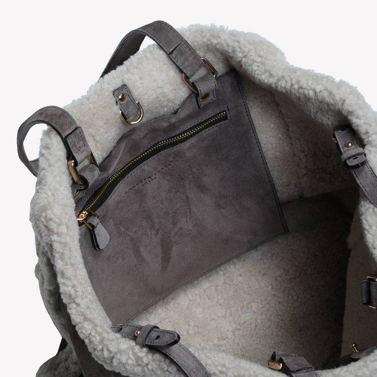 Roberto Festa BORSA SHOPPING IN CAMOSCIO LIGHT FANGO CON RIPORTI IN MONTONE TAUPE RAISSA Hotsell