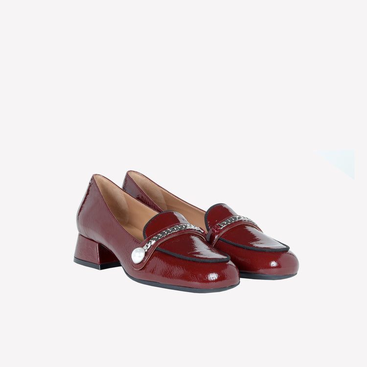 Roberto Festa MOCASSINO IN VERNICE BORDEAUX CON ACCESSORIO CATENA ARGENTO DODI Qualità