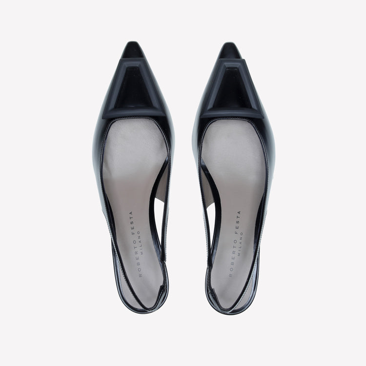 Roberto Festa SLINGBACK IN VITELLO SPAZZOLATO NERO CON FIBBIA GOMMATA DORIEN Vendita