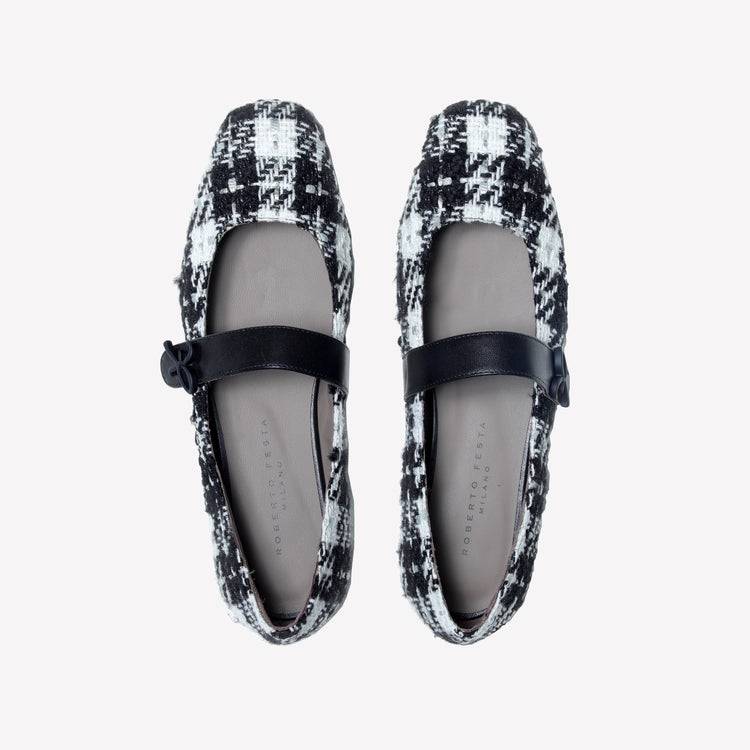 Roberto Festa BALLERINA IN TWEED CON CINTURINO SU COLLO DEL PIEDE CONNYS Qualità Garantita