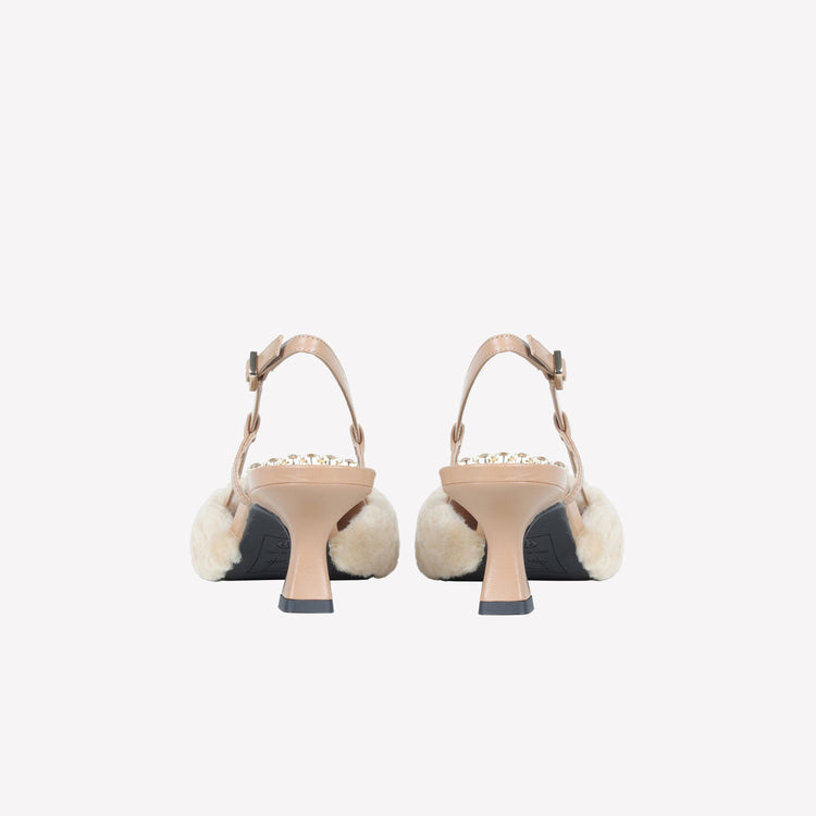 Roberto Festa SLINGBACK IN VISONE MIELE CON FIBBIA QUADRA CON CRISTALLI STEFI Shopping Online