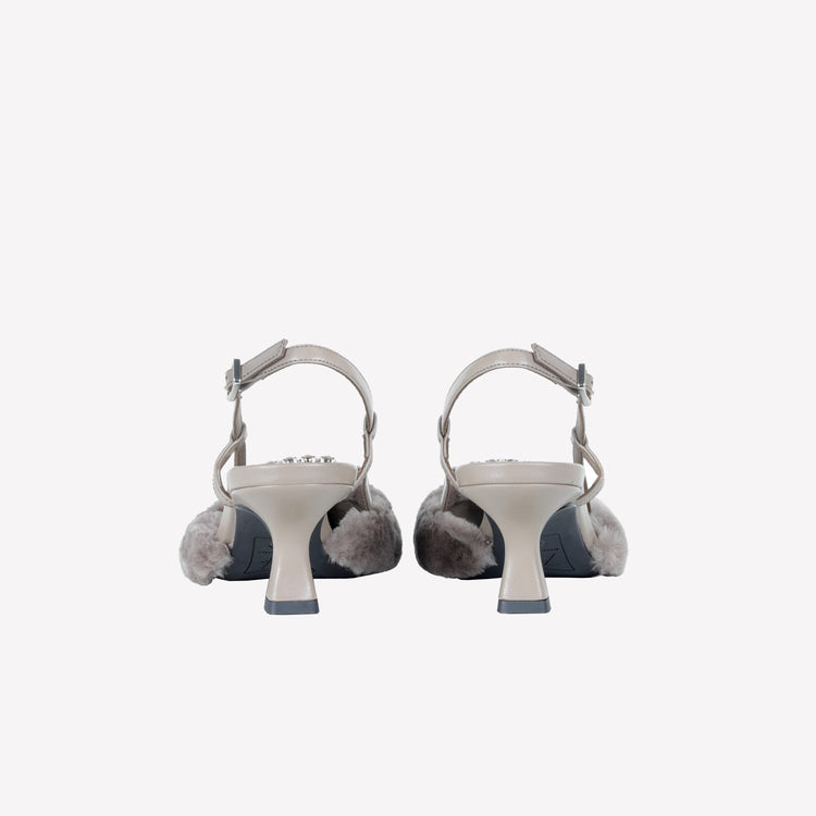 Roberto Festa SLINGBACK IN VISONE NUTRIA CON FIBBIA QUADRA CON CRISTALLI STEFI Affare Del Giorno