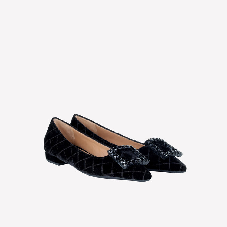 Roberto Festa BALLERINA IN VELLUTO CON STAMPA MATELASSE' CON FIBBIA QUADRA IN STRASS CRYSTAL AMAIA Offerta