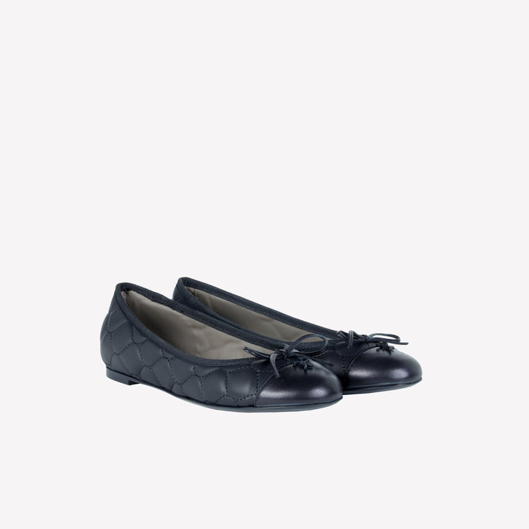 Roberto Festa BALLERINA IN NAPPA NERA CON RICAMO TRAPUNTATO E PUNTINA FLY Saldi