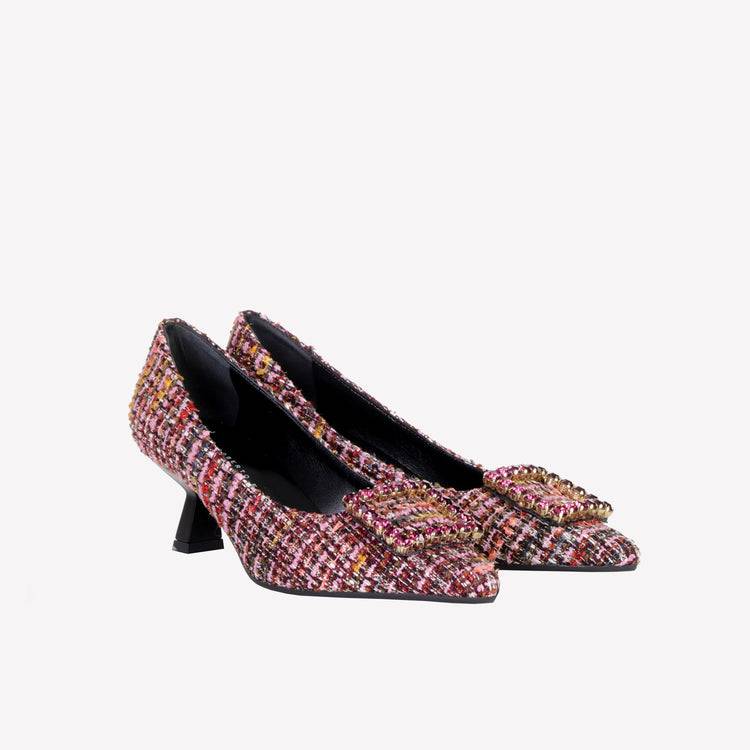 Roberto Festa DÉCOLLETÉ IN BOUCLÉ MULTICOLOR CON ACCESSORIO STRASS EVILLY Vendita Economica