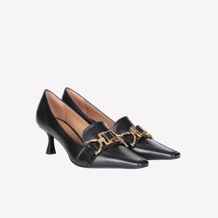 Roberto Festa MOCASSINO IN VITELLO NERO CON MORSETTO KESY Saldi Di Fabbrica