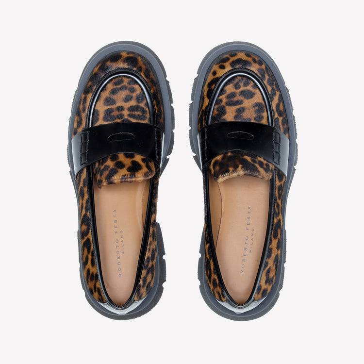 Roberto Festa MOCASSINO IN PELLE DI VITELLO CON STAMPA LEOPARDATA ALIAH 2025