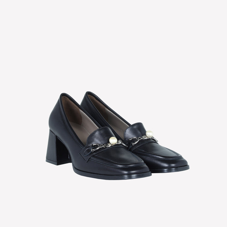 Roberto Festa MOCASSINO IN NAPPA NERO CON ACCESSORIO PERLA GERT Italy