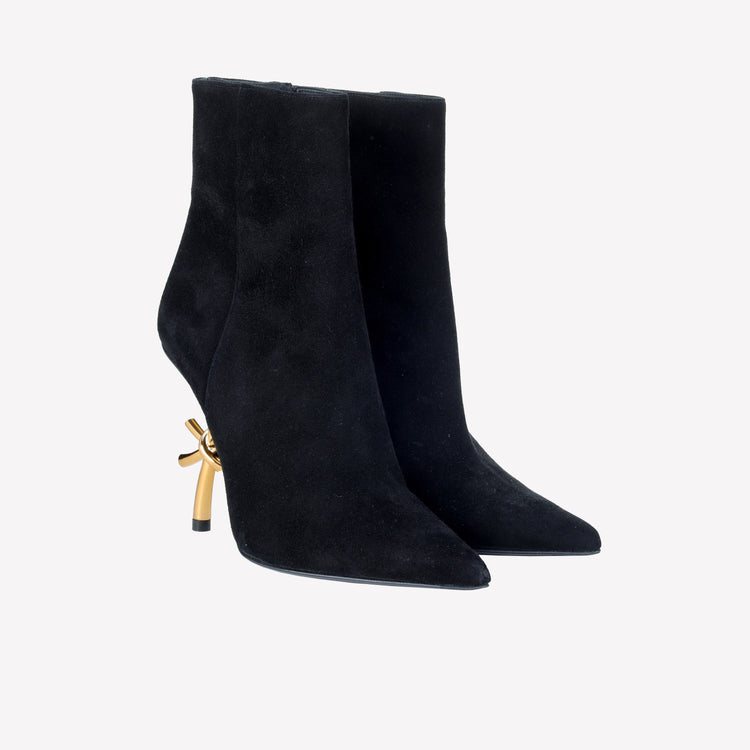 Roberto Festa ANKLE BOOT IN CAMOSCIO CON TACCO SCULTURA LOGO SCARLETT Promozione